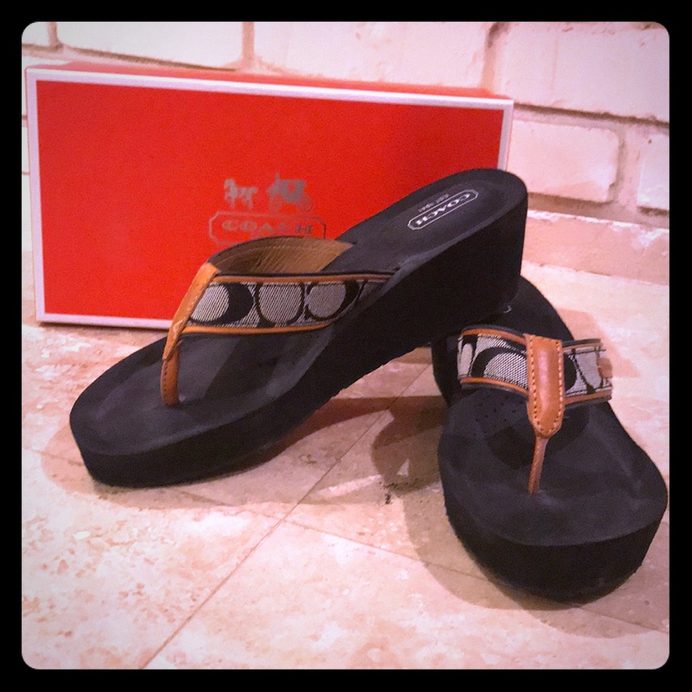 Coach Platform Wedge Sandals